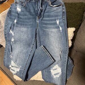 Wax Jean Women's Distressed Skinny Jeans - Blue